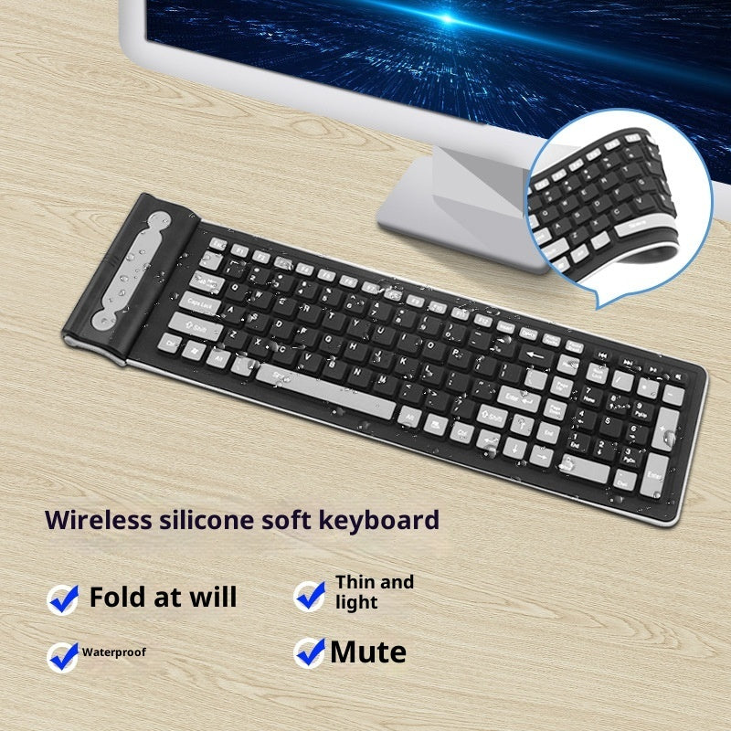 Foldable Wireless Keyboard — Silent, Waterproof Silicone
