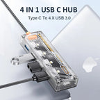Type C HUB 4 in 1 USB C to USB 3.0 Transparent Punk Docking Station Splitter Adapter For MacBook Laptop iPhone Samsung