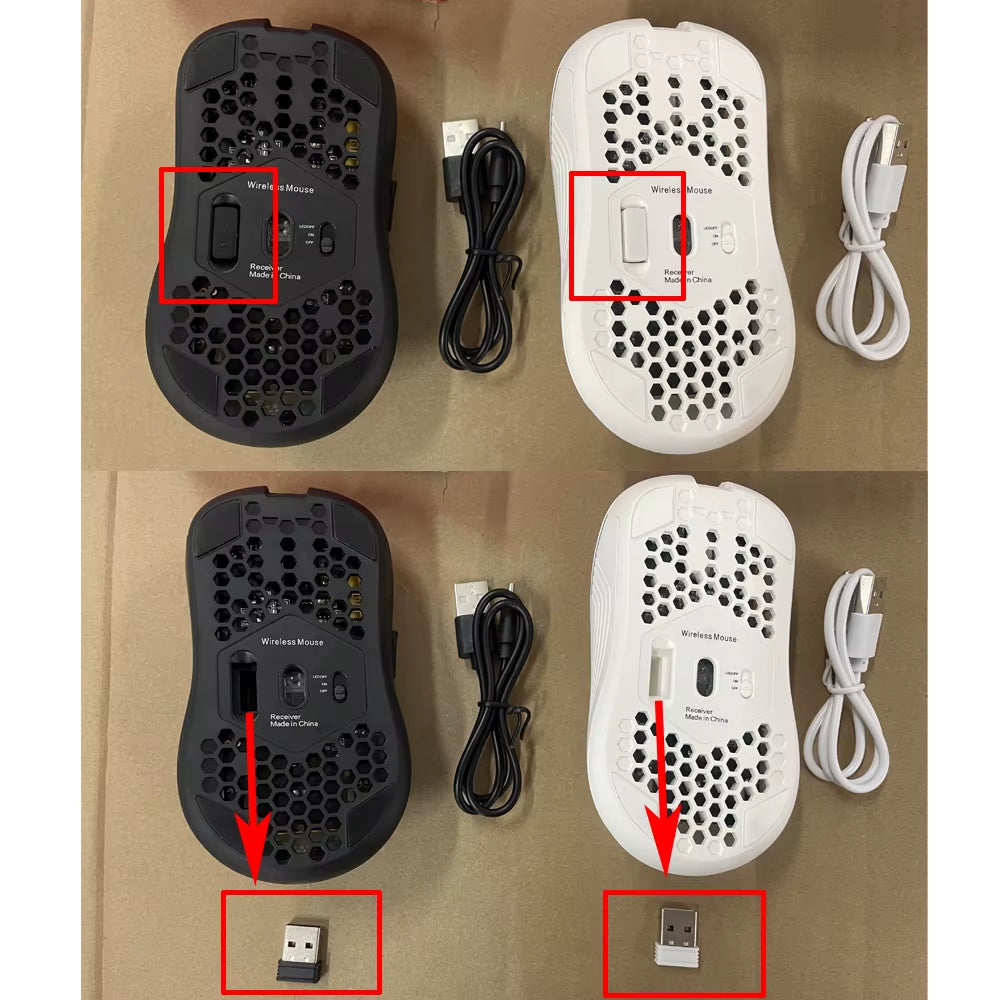 Wireless RGB Mouse with Honeycomb Design — Type-C Rechargeable