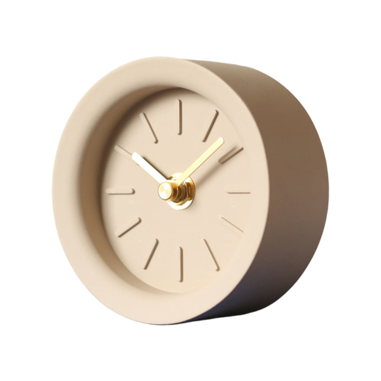 Cement Silent Desk Clock — Minimalist Round