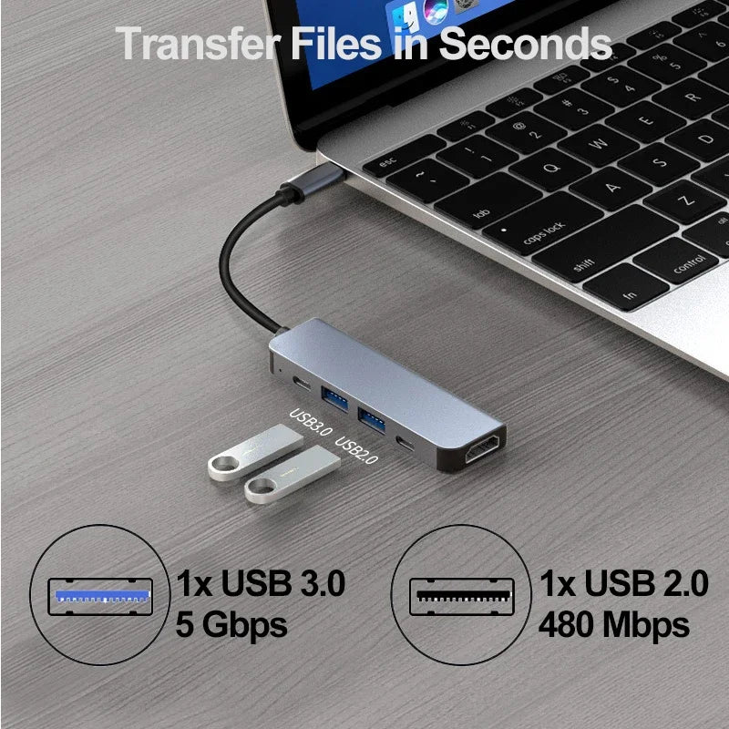 5-in-1 USB-C Hub — 4K HDMI, PD 100W & USB 3.0