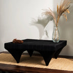 Modern Wabi-Sabi Low Tea Table – Black Desktop Coffee Table & Dry Tea Tray