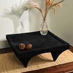 Modern Wabi-Sabi Low Tea Table – Black Desktop Coffee Table & Dry Tea Tray