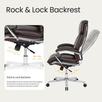COLAMY High Back Executive Office Chair, PU Leather Computer Desk Chair with Extra Thick Padded Seat Cushion, Quiet Rubber Rolling Casters and Adjustable Tilt Tension for Home Workspace,Brown