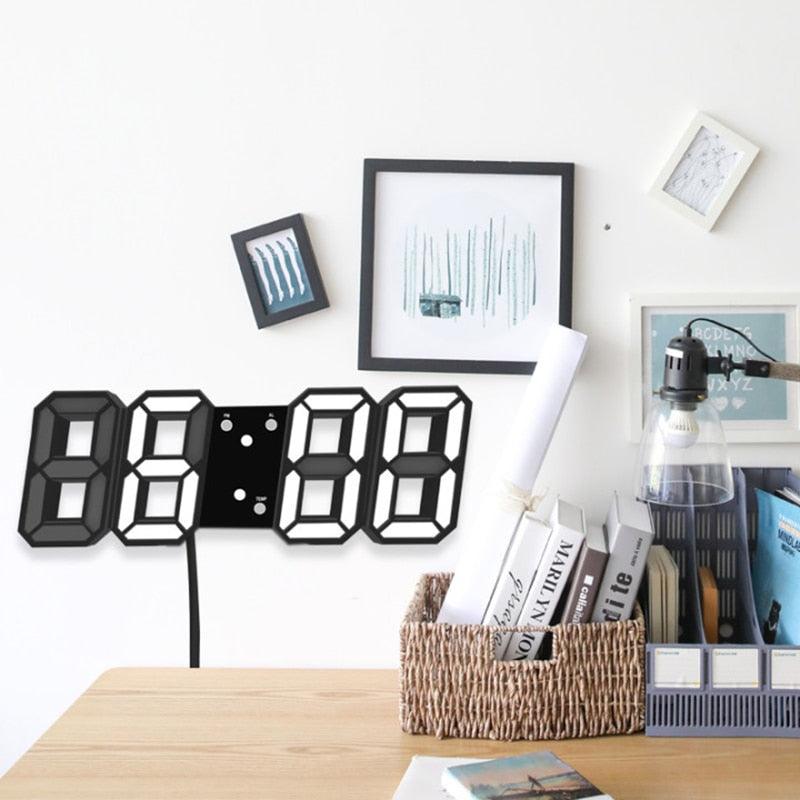 3D LED Digital Wall Clock with Nightlight Display