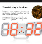 3D LED Digital Wall Clock with Nightlight Display
