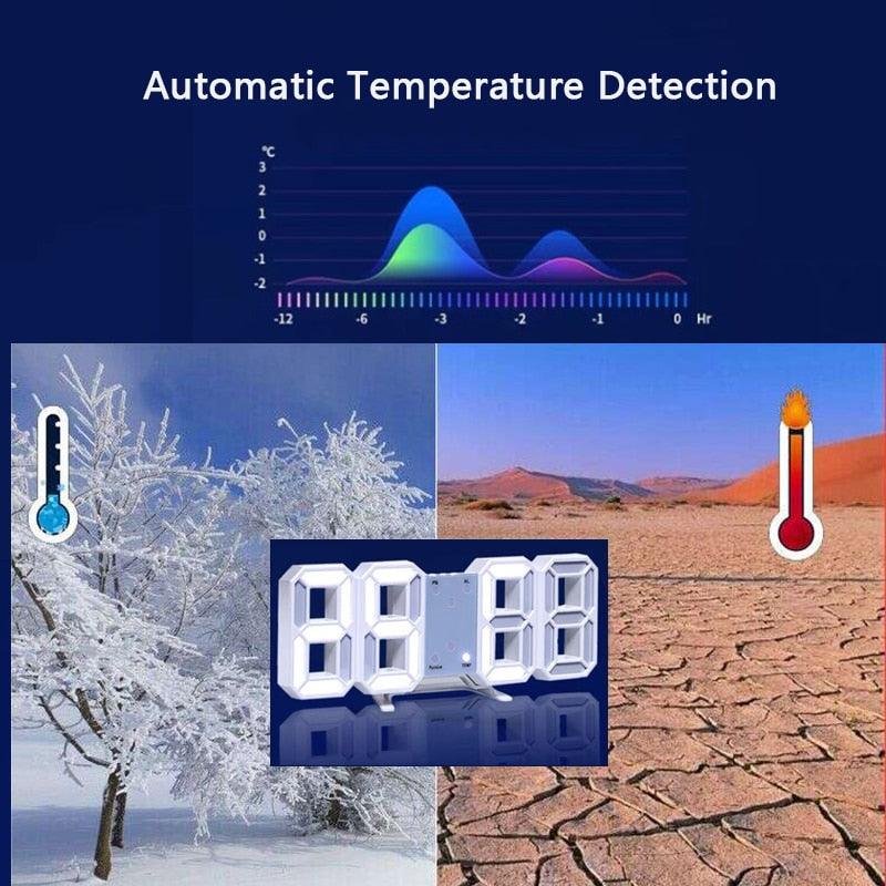 3D LED Digital Wall Clock with Nightlight Display