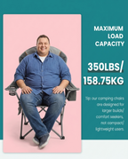 500 lbs Heavy Duty Folding Camping Chair w/ Cup Holder & Cooler Bag | Portable Outdoor Beach Seat