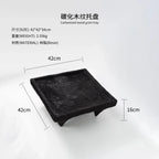 Modern Wabi-Sabi Low Tea Table – Black Desktop Coffee Table & Dry Tea Tray