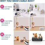 [Set of Three] Cable Management Boxes Organizer, Large Storage Wires Keeper Holder for Desk, TV, Computer, USB Hub, System to Cover and Hide & Power Strips & Cords (Black)