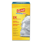 Glad ForceFlexPlus OdorShield Tall Kitchen Drawstring Trash Bags, 13 gal, 0.9 mil, 24" x 28", White, 204/Carton