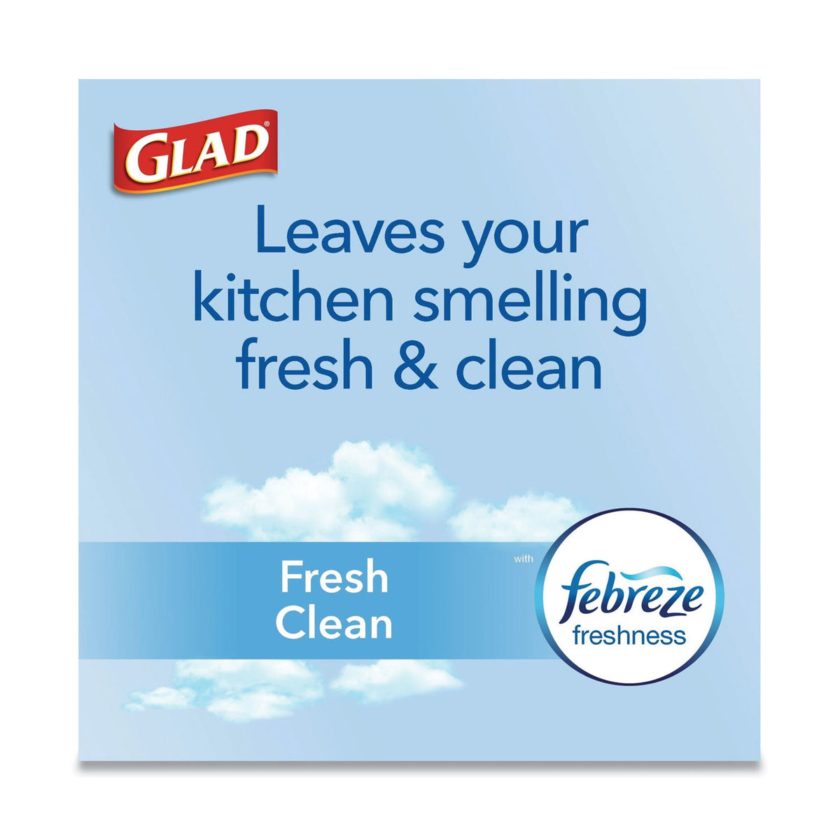 Glad ForceFlexPlus OdorShield Tall Kitchen Drawstring Trash Bags, 13 gal, 0.9 mil, 24" x 28", White, 204/Carton