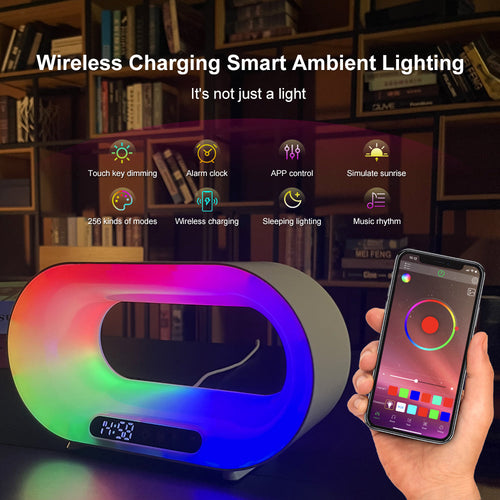 3-in-1 RGB Desk Lamp — Wireless Charger & Alarm Clock