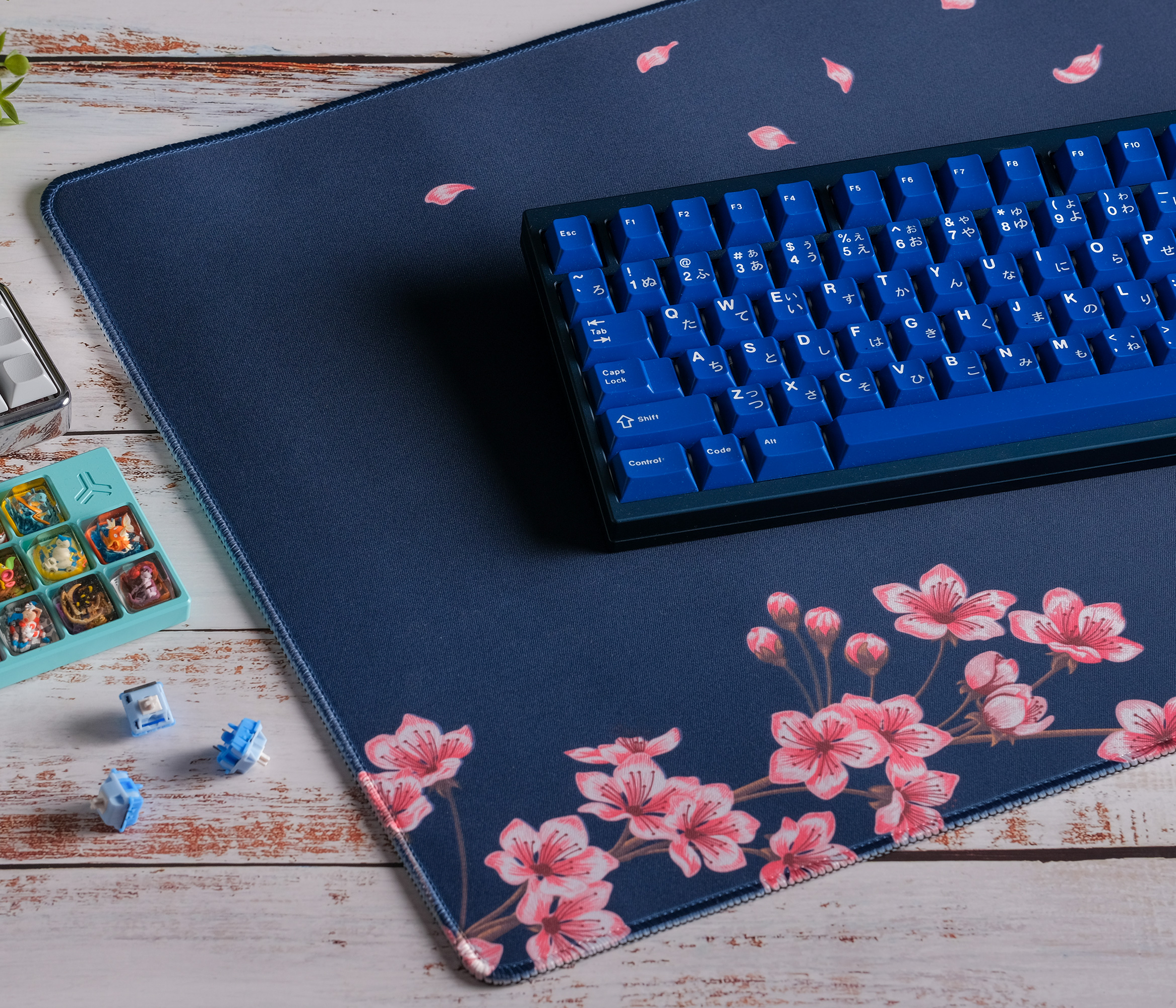 Navy Blossom Desk Mat