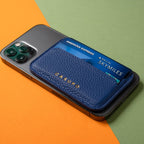 Mag Safe Leather Wallet with RFID - Cobalt