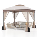 10 X 10 FT Heavy-Duty Patio Gazebo with Netting Walls and 4 Sandbags