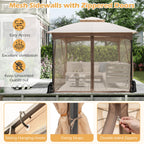 10 X 10 FT Heavy-Duty Patio Gazebo with Netting Walls and 4 Sandbags