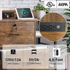 Brown Printer Stand Bookcase Power Station Mobile Office File Cabinet