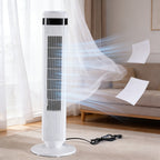 Tower Fan Bladeless 5 Speeds 4 Modes 64° Oscillating Quiet Remote 12H Timer
