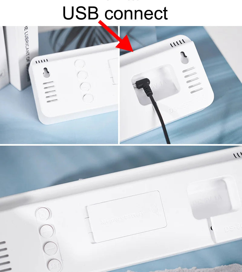Smart LED Desk Clock with Thermometer & Calendar