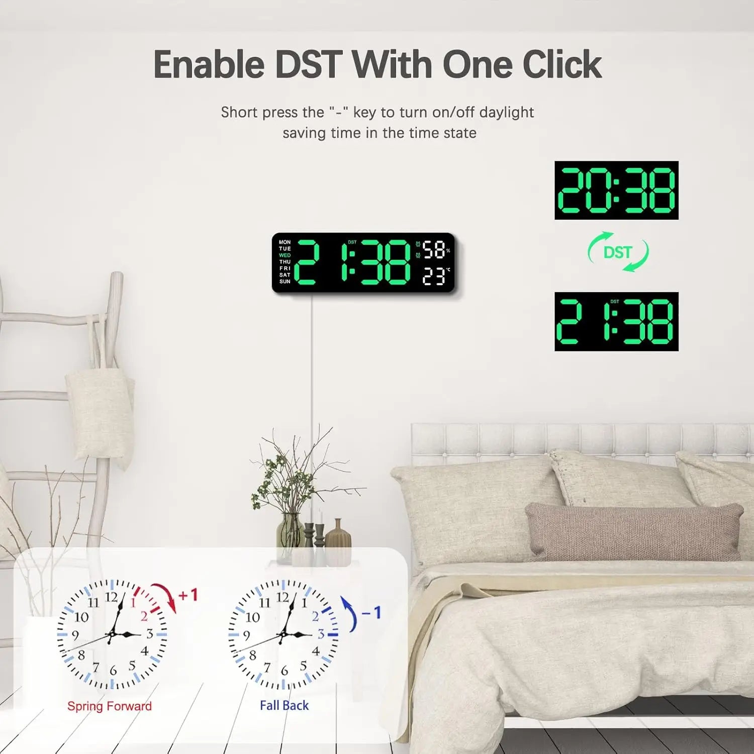 Smart LED Desk Clock with Thermometer & Calendar
