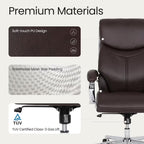 COLAMY High Back Executive Office Chair, PU Leather Computer Desk Chair with Extra Thick Padded Seat Cushion, Quiet Rubber Rolling Casters and Adjustable Tilt Tension for Home Workspace,Brown