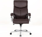 COLAMY High Back Executive Office Chair, PU Leather Computer Desk Chair with Extra Thick Padded Seat Cushion, Quiet Rubber Rolling Casters and Adjustable Tilt Tension for Home Workspace,Brown