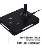 Brilli 21"H Charge Up Circadian LED Desk Lamp Black Finish with Touch Switch, Night Light on Base
