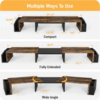 Desk Dual Monitor Stand Riser With Drawer Rustic Brown