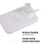 Brilli 15"H Bright-Clean Antimicrobial LED Desk Lamp Matte White Finish with Wireless Charging