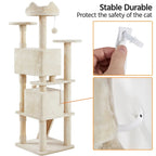 Ultimate 70" Double Condo Cat Tree with Scratching Posts - Creamy Comfort for Your Feline Friends!
