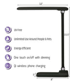 Brilli 15"H LED Desk Lamp (Set of 2) Matte Black Finish with Wireless Charging