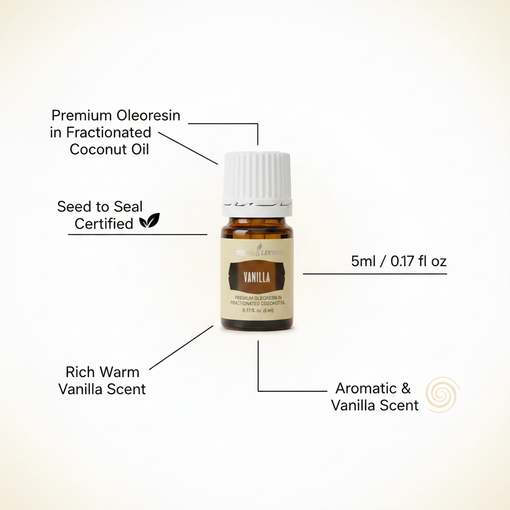 Young Living Vanilla Premium Oleoresin in Fractionated Coconut Oil 5ml (0.17 fl oz) — Seed to Seal Certified