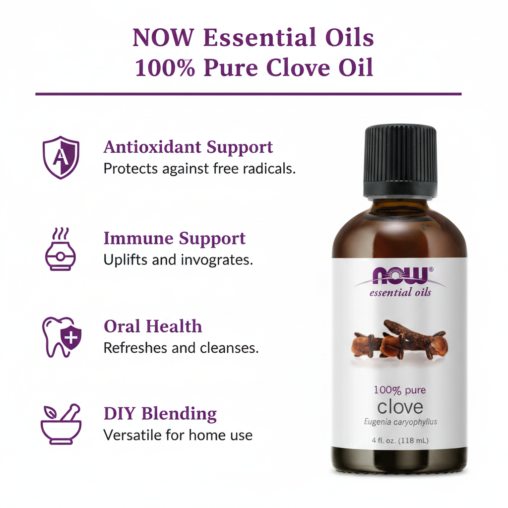 NOW Essential Oils 100% Pure Clove Oil 4 fl oz. (118ml)
