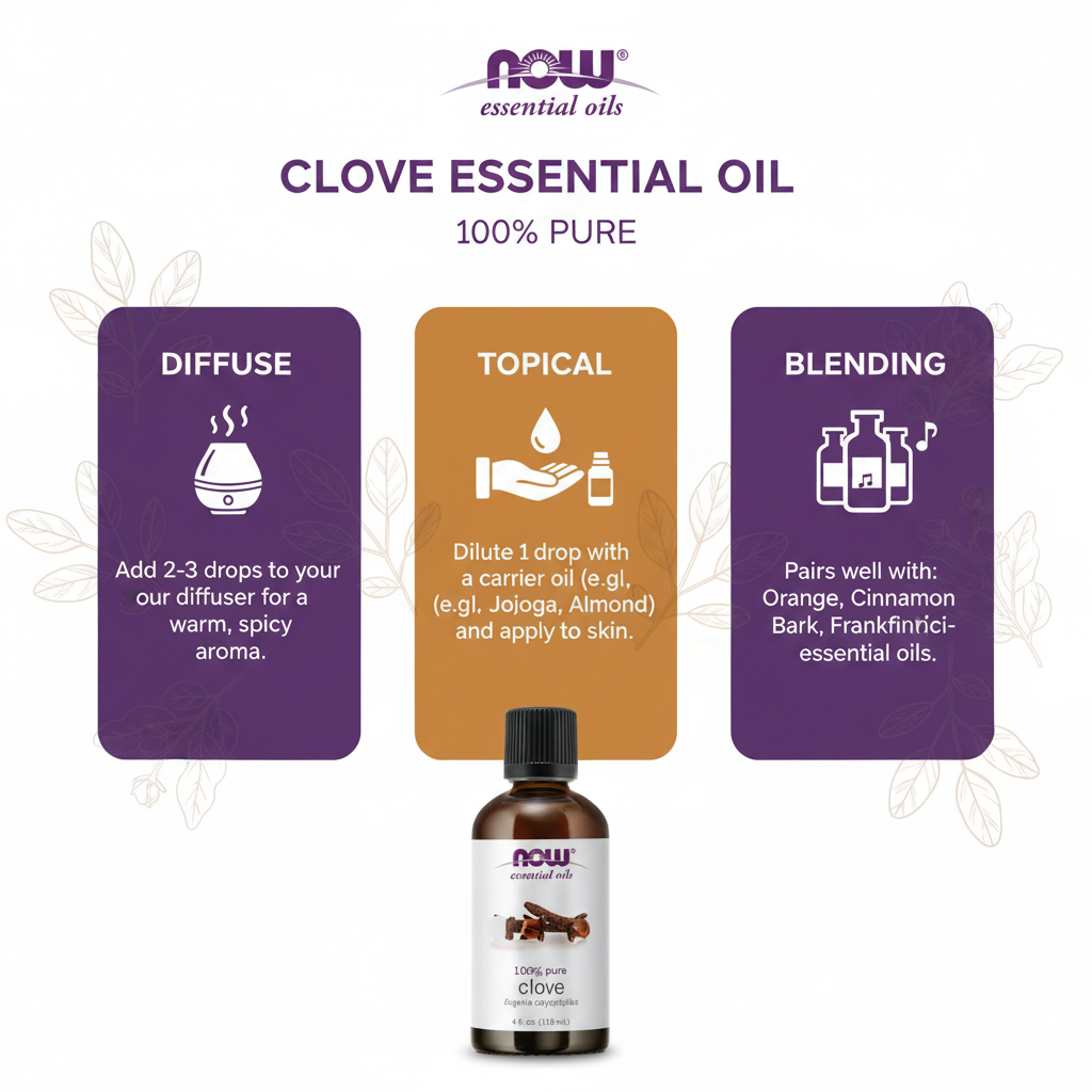 NOW Essential Oils 100% Pure Clove Oil 4 fl oz. (118ml)