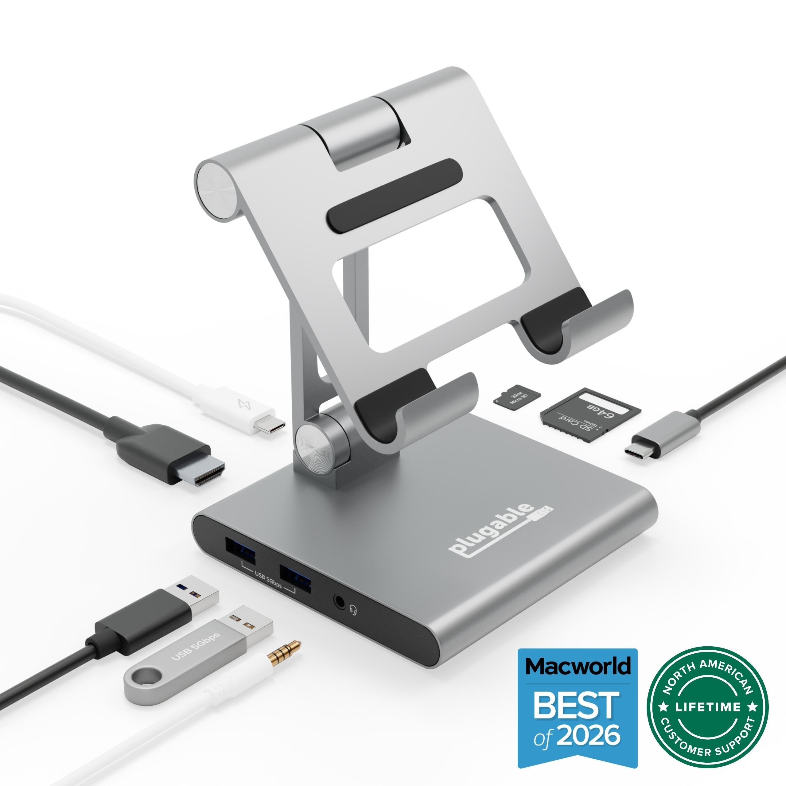 8-in-1 USB-C Docking Station with Phone Stand