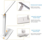 Modern Business Led Office Desk Lamp Touch Dimmable Foldable With Calendar Temperature Alarm Clock table Reading Light Decorative Table Lamp Cute Study Lamps for Bedroom Décor