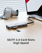 FOLODA USB C HUB 8-in-1 Docking Station HDMI 4K@60Hz Gigabit Ethernet Gray