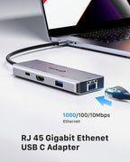 FOLODA USB C HUB 8-in-1 Docking Station HDMI 4K@60Hz Gigabit Ethernet Gray
