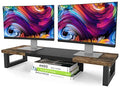 Dual Monitor Stand Riser — Wood & Steel