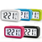 Time and Temperature Digital Table Snooze Alarm Clock  LCD Display Bedside Alarm Clock with Snooze Backlight Night Light Date and Temperature Sleep Timer for for Heavy Sleepers Children Wake Up Kids Alarm Clock Night Light for Children Desk Clock