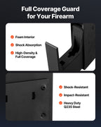Gun Safe, Slider Handgun Gun Safe with Fingerprint/Password/Key, 3-Way Quick Access Firearm Case Box with Lighting for 1 Pistol & Magazine, Mounted Pistol Gun Box for Nightstand Bedside Desk Car